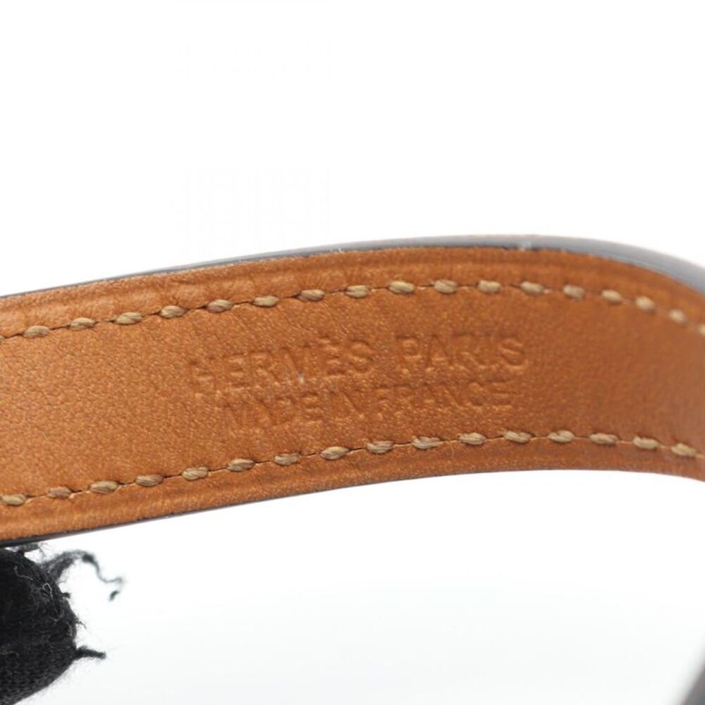 Hermes Leather Gold Plated Rivale Double Tour Bracelet - Picture 3 of 6